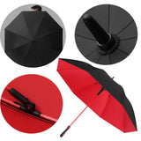 Maxbell Folding Long Handle Umbrella Windproof Double Layer for Camp Fishing Women red