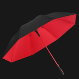 Maxbell Folding Long Handle Umbrella Windproof Double Layer for Camp Fishing Women red