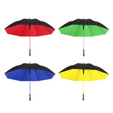Maxbell Folding Long Handle Umbrella Windproof Double Layer for Camp Fishing Women red