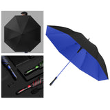 Maxbell Folding Long Handle Umbrella Windproof Double Layer for Camp Fishing Women blue