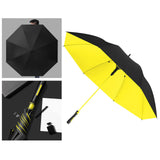 Maxbell Folding Long Handle Umbrella Windproof Double Layer for Camp Fishing Women yellow