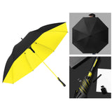 Maxbell Folding Long Handle Umbrella Windproof Double Layer for Camp Fishing Women yellow