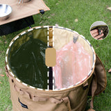 Maxbell Camping Trash Can Foldable Dirty Clothes Basket Portable for Garden Picnic Brown