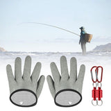 Maxbell Fishing Gloves Puncture Resistant Catch Fish Fish Landing Glove Fisherman Gray Aluminum Hook