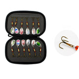 Maxbell 16 Pieces Portable Fishing Lures Spinners Spoon Baits Set Artificial Bait StyleC