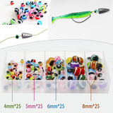 Maxbell 100x 4/5/6/8mm Fish Eye Fishing Beads Mixed Color DIY Kit Fishing Line Beads