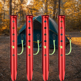Maxbell 4Pcs Aluminum Alloy Tent Pegs Peg Snow Camping Stakes Rain Tarps Hiking Red
