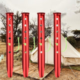 Maxbell 4Pcs Aluminum Alloy Tent Pegs Peg Snow Camping Stakes Rain Tarps Hiking Red