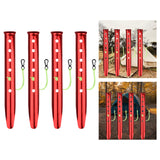 Maxbell 4Pcs Aluminum Alloy Tent Pegs Peg Snow Camping Stakes Rain Tarps Hiking Red