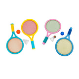 Maxbell 4Pcs Kids Tennis Racket Set with Tennis Ball Sponge Handle Badminton Racquet Blue Yellow