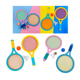 Maxbell 4Pcs Kids Tennis Racket Set with Tennis Ball Sponge Handle Badminton Racquet Blue Yellow