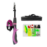Maxbell Fishing Pole Telescopic Rod and Reel Carrier Bags with Fishing Line  Pink