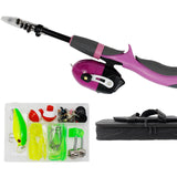 Maxbell Fishing Pole Telescopic Rod and Reel Carrier Bags with Fishing Line  Pink