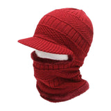 Maxbell One Piece Winter Hat Head Wear Thermal Thicken Conjoined Hat for Cycling Red