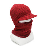 Maxbell One Piece Winter Hat Head Wear Thermal Thicken Conjoined Hat for Cycling Red