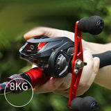 Maxbell High Speed Baitcasting Fishing Reel 6.3:1 Saltwater 8kg Max Drag Red Right Hand