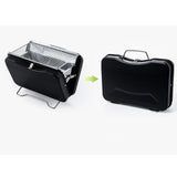 Maxbell Charcoal Grill Camping Tool Suitcase Shaped Portable for Picnic Backyard 30x20cm Black