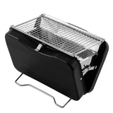 Maxbell Charcoal Grill Camping Tool Suitcase Shaped Portable for Picnic Backyard 30x20cm Black