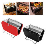 Maxbell Charcoal Grill Camping Tool Suitcase Shaped Portable for Picnic Backyard 30x20cm Black