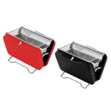 Maxbell Charcoal Grill Camping Tool Suitcase Shaped Portable for Picnic Backyard 30x20cm Black