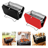 Maxbell Charcoal Grill Camping Tool Suitcase Shaped Portable for Picnic Backyard 30x20cm Black