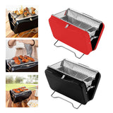 Maxbell Charcoal Grill Camping Tool Suitcase Shaped Portable for Picnic Backyard 30x20cm Black