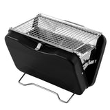 Maxbell Charcoal Grill Camping Tool Suitcase Shaped Portable for Picnic Backyard 30x20cm Black
