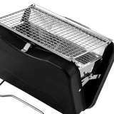 Maxbell Charcoal Grill Camping Tool Suitcase Shaped Portable for Picnic Backyard 30x20cm Black