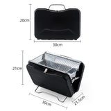 Maxbell Charcoal Grill Camping Tool Suitcase Shaped Portable for Picnic Backyard 30x20cm Black