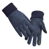 Maxbell Maxbell Anti Slip Winter Warm Gloves Mittens Touch Screen Waterproof Soft Mens Blue