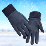 Maxbell Maxbell Anti Slip Winter Warm Gloves Mittens Touch Screen Waterproof Soft Mens Blue