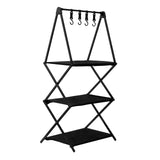 Maxbell Folding Storage Shelves Organizing Rack Portable for Kitchen Picnic Black 3 Tier