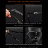 Maxbell Outdoor Goggles Glasses Adjustable Straps Unisex Eye Protection for Camping Black
