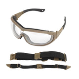 Maxbell Outdoor Goggles Glasses Adjustable Straps Unisex Eye Protection for Camping Brown Clear