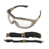 Maxbell Outdoor Goggles Glasses Adjustable Straps Unisex Eye Protection for Camping Brown Clear