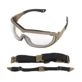 Maxbell Outdoor Goggles Glasses Adjustable Straps Unisex Eye Protection for Camping Brown Clear