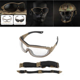 Maxbell Outdoor Goggles Glasses Adjustable Straps Unisex Eye Protection for Camping Brown Clear
