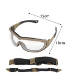 Maxbell Outdoor Goggles Glasses Adjustable Straps Unisex Eye Protection for Camping Brown Clear