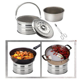 Maxbell Outdoor Fire Pit Stove Deck Yard Patio BBQ Grill Fire Bowl Wood Burning with Tongs