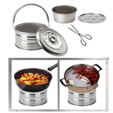 Maxbell Outdoor Fire Pit Stove Deck Yard Patio BBQ Grill Fire Bowl Wood Burning with Tongs and Mesh