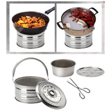 Maxbell Outdoor Fire Pit Stove Deck Yard Patio BBQ Grill Fire Bowl Wood Burning with Tongs and Mesh