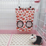 Maxbell Rabbit Feeder Hanging Hay Bags Feeder Bag Hanging Pouch for Backyard Outside S strawberry
