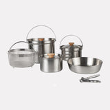 Maxbell 5x Stainless Steel Cooking Pot Kit Camping Pan Picnic Backpacking Outdoor
