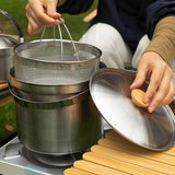 Maxbell 5x Stainless Steel Cooking Pot Kit Camping Pan Picnic Backpacking Outdoor