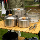 Maxbell 5x Stainless Steel Cooking Pot Kit Camping Pan Picnic Backpacking Outdoor
