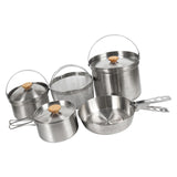 Maxbell 5x Stainless Steel Cooking Pot Kit Camping Pan Picnic Backpacking Outdoor