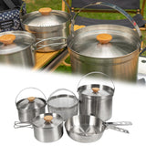 Maxbell 5x Stainless Steel Cooking Pot Kit Camping Pan Picnic Backpacking Outdoor