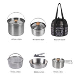 Maxbell 5x Stainless Steel Cooking Pot Kit Camping Pan Picnic Backpacking Outdoor