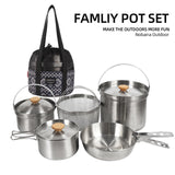 Maxbell 5x Stainless Steel Cooking Pot Kit Camping Pan Picnic Backpacking Outdoor