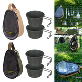Maxbell Stainless Steel Bowl Picnic Cookware with Storage Bag for Beach BBQ Hiking Khaki